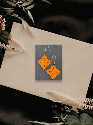 Beaded Boho Earrings in orange - image4